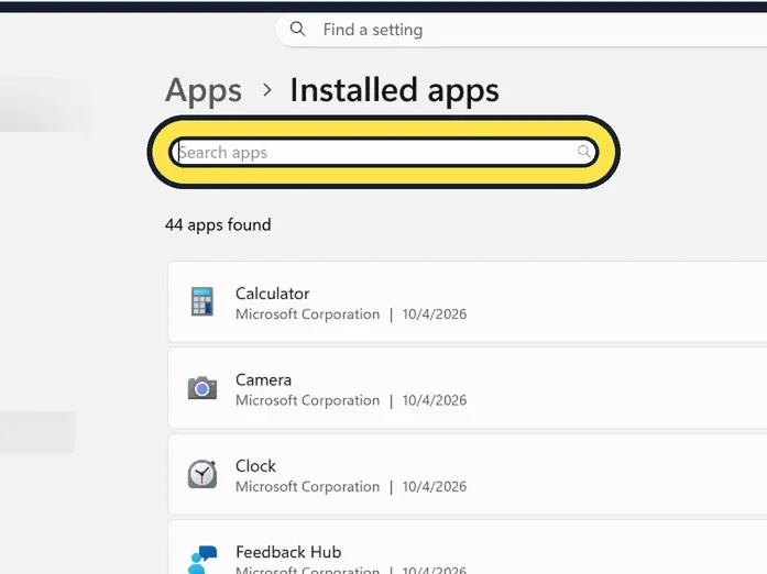 Screenshot from the guide: How to uninstall programs on Windows 11