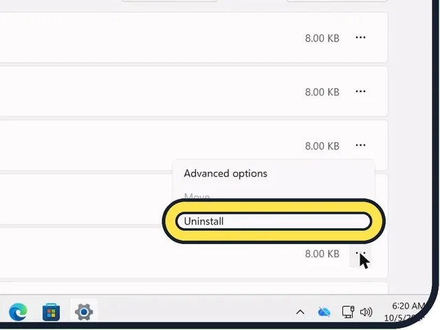 Screenshot from the guide: How to uninstall programs on Windows 11