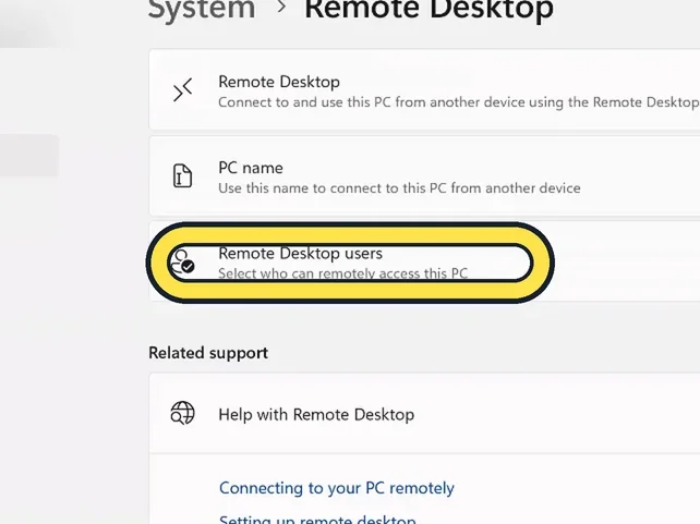 Screenshot from the guide: How to use Remote Desktop on Windows 11